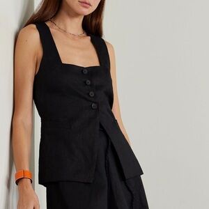 FAITHFULL THE BRAND Maya Linen Vest in Black